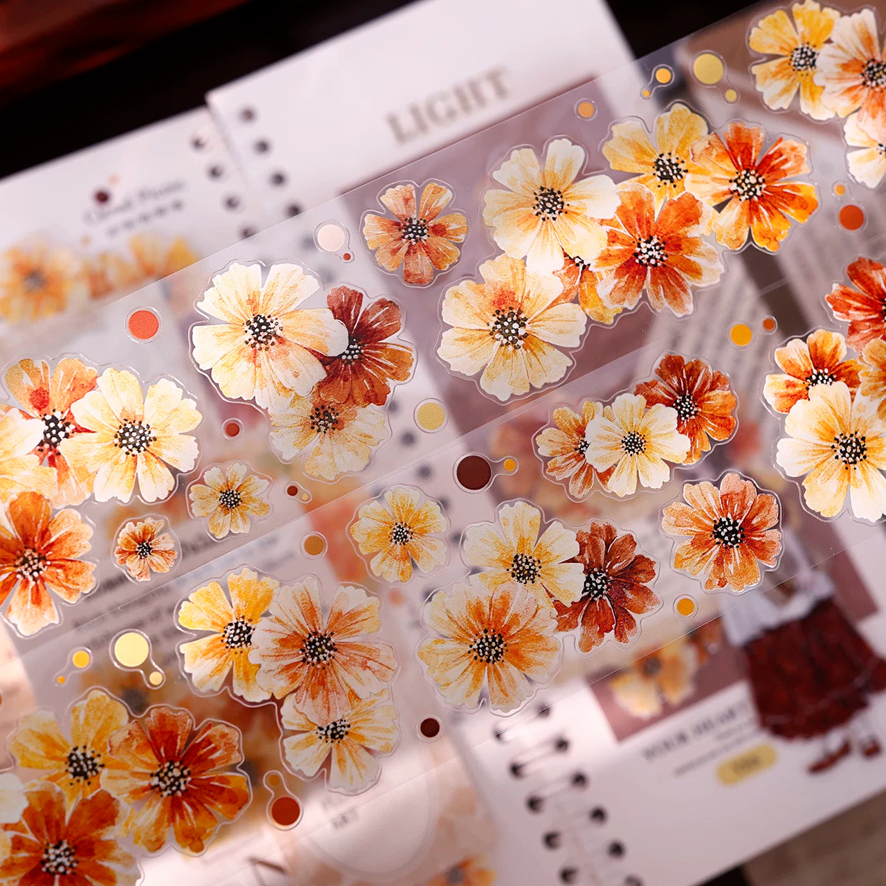 XiaoBaiJia【Autumn Brown Fragrant Flowers】Orginal Design Washi Pet Floral Tape Light Retro Landscaping Stickers