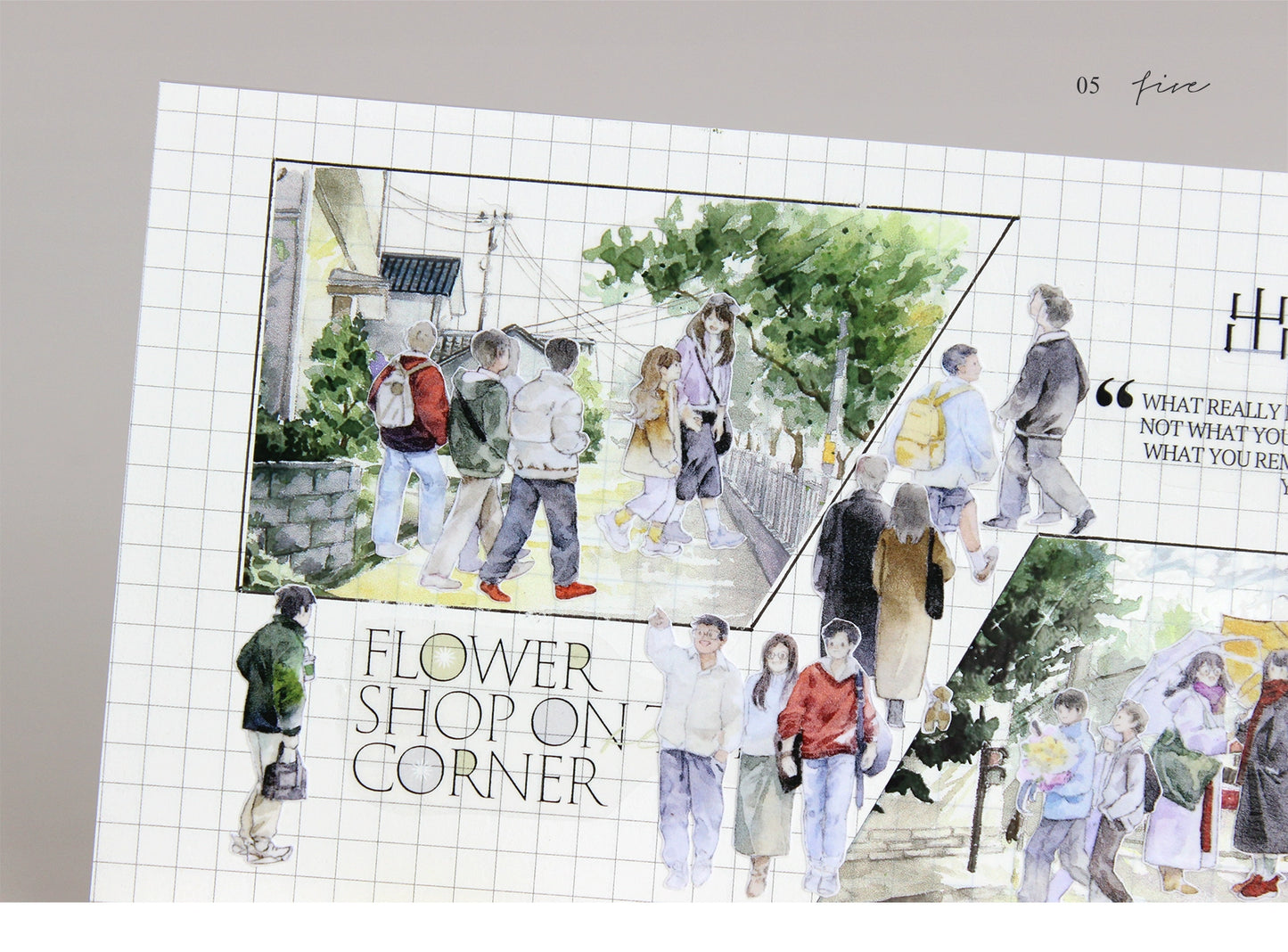 Moodtape【Passer-by&Summer Sea Street】Cute Character Original Washi Tape Stickers,for Scrapbook Supplies,Scrapbook Tape Stickers,Junk Journal Supplies