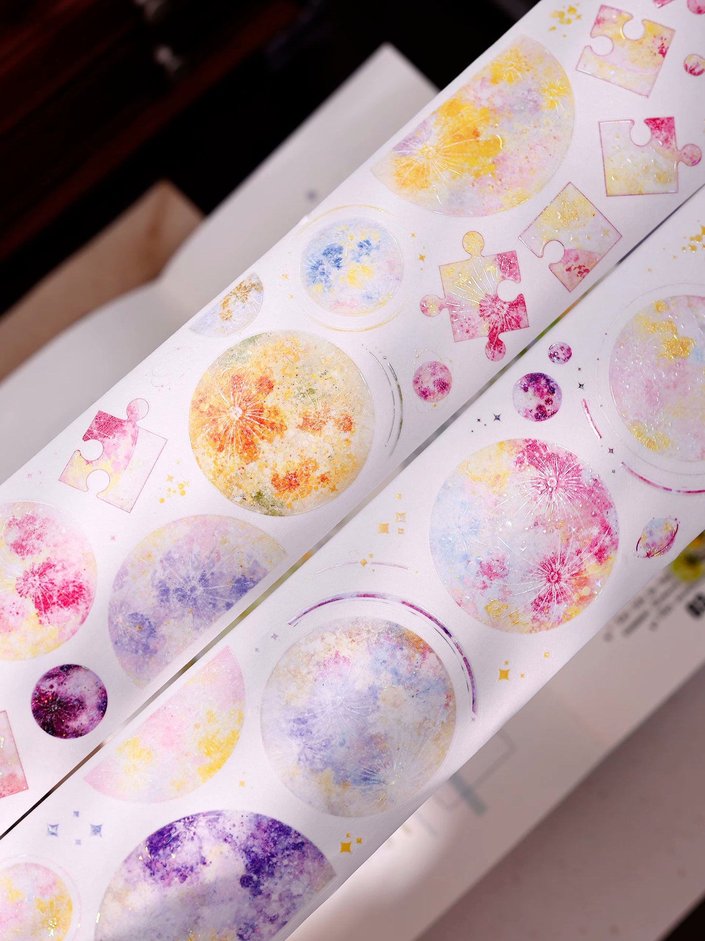 XiaoBaiJia【Starfall】Pre-cut Dream Planet Orginal Design Washi Pet Tape Light Retro Stickers
