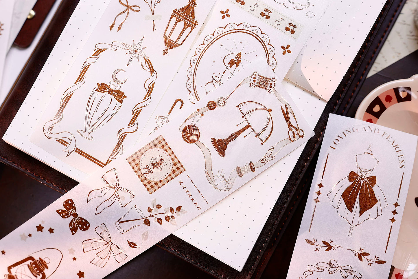 XiaoBaiJia Salt Series【Caramel Collection】Pre-cut Orginal Design Vintage Small Decorative Frame Washi/Pet Tape Light Retro Stickers