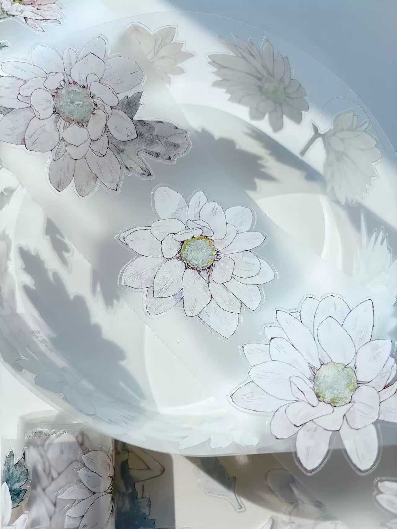 Kaixiaoxun Vol10【Soft Mist Powder】 Pre-Cut Long Loop Flower Background Washi/Matte PET Tape for Scrapbook Supplies,Junk Journal Supplies