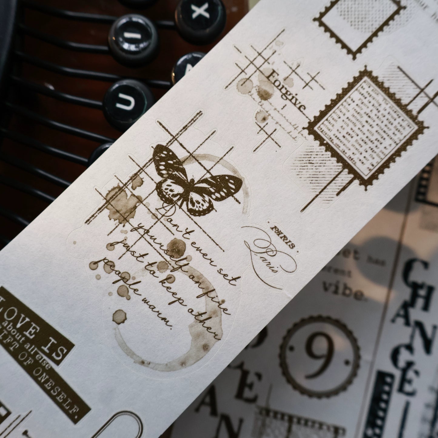 YiEr Vol15【Old Collection】Orginal Design Pre-cut Washi/Pet Floral Tape Light Retro Landscaping Stickers