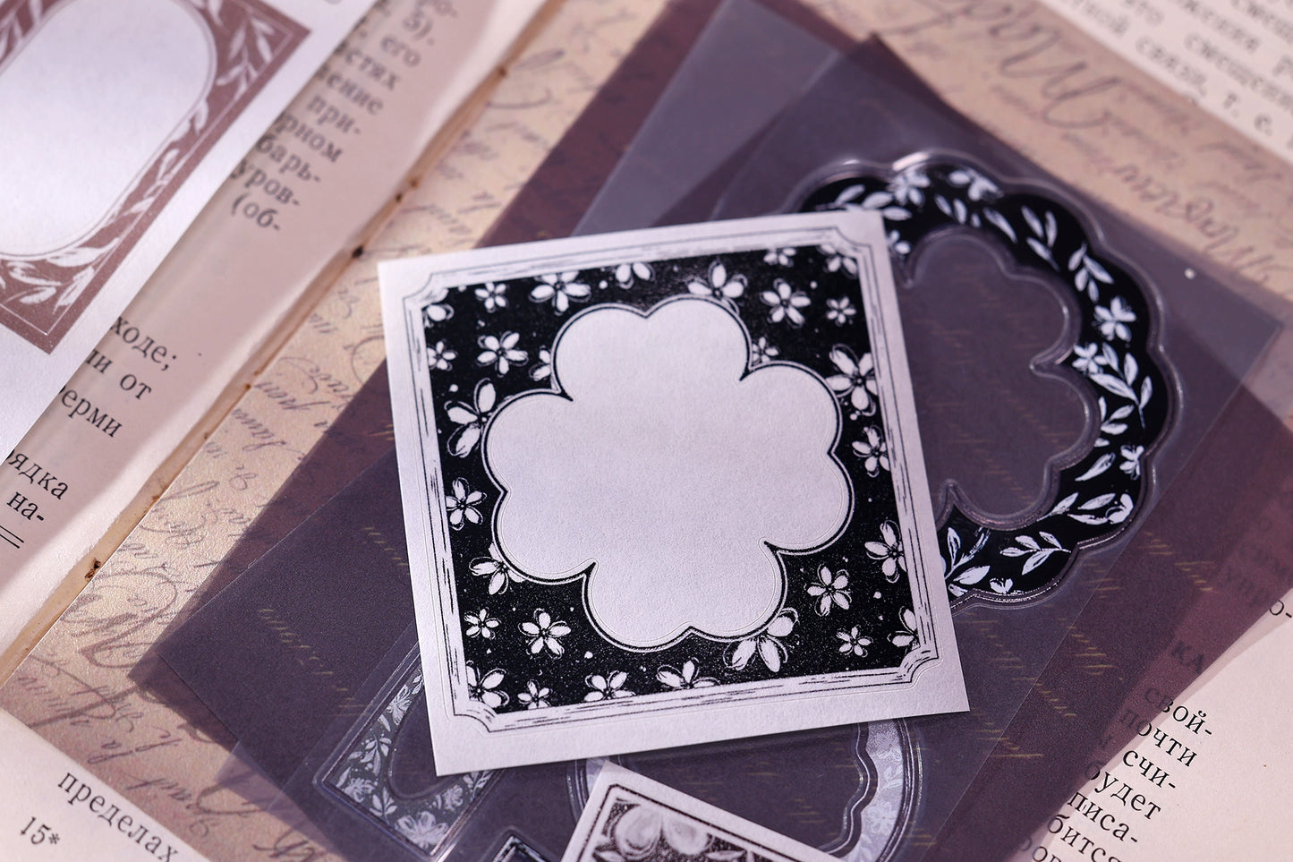 XiaoBaiJia【Flower Frame】Light Retro Orginal Design Washi Pet Tape Landscape Stickers