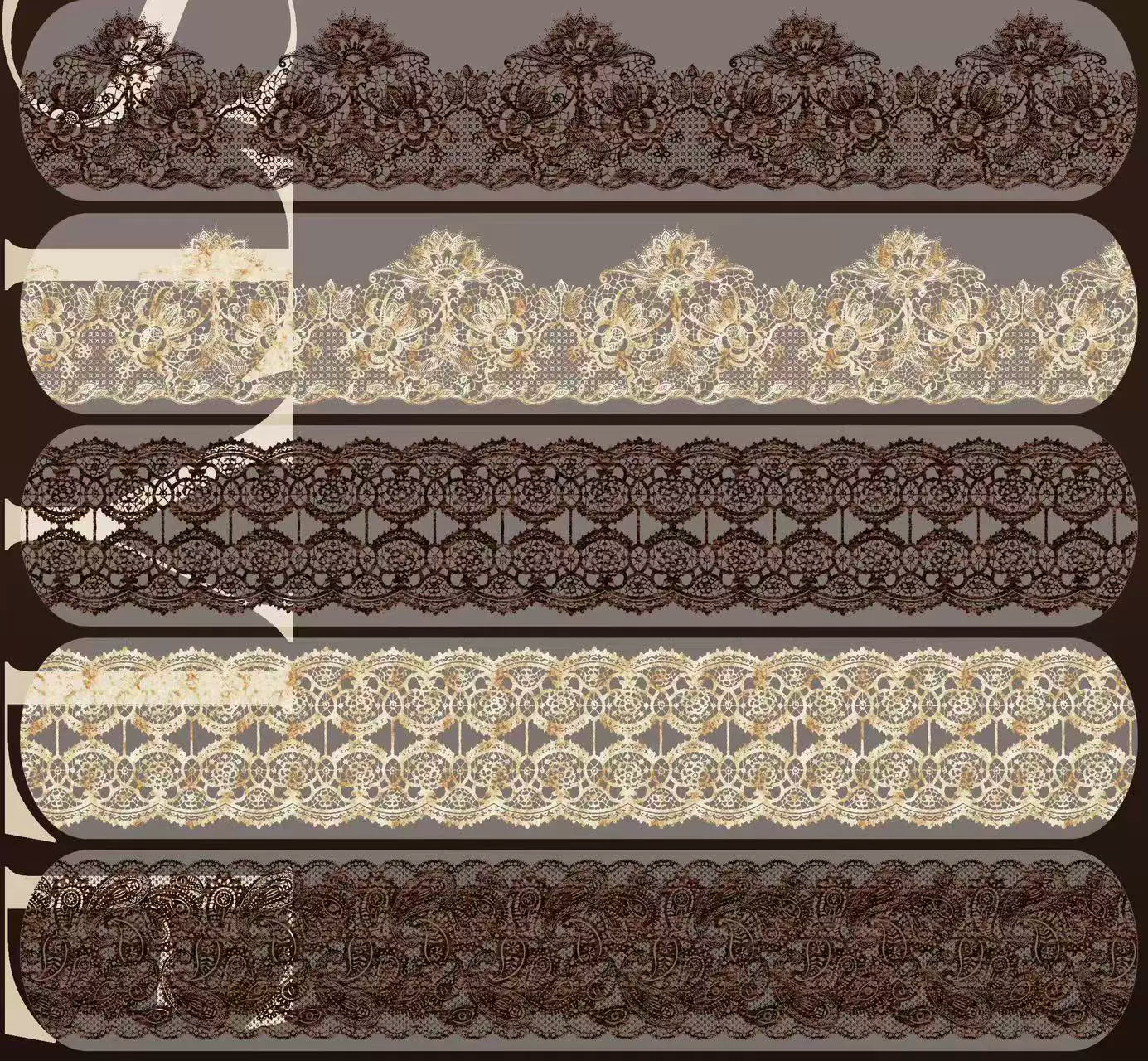 Linlanxi Vol13【Vintage Lace Trim】Original Design Retro Broken Paper Bookkeeping Washi Pet Tape