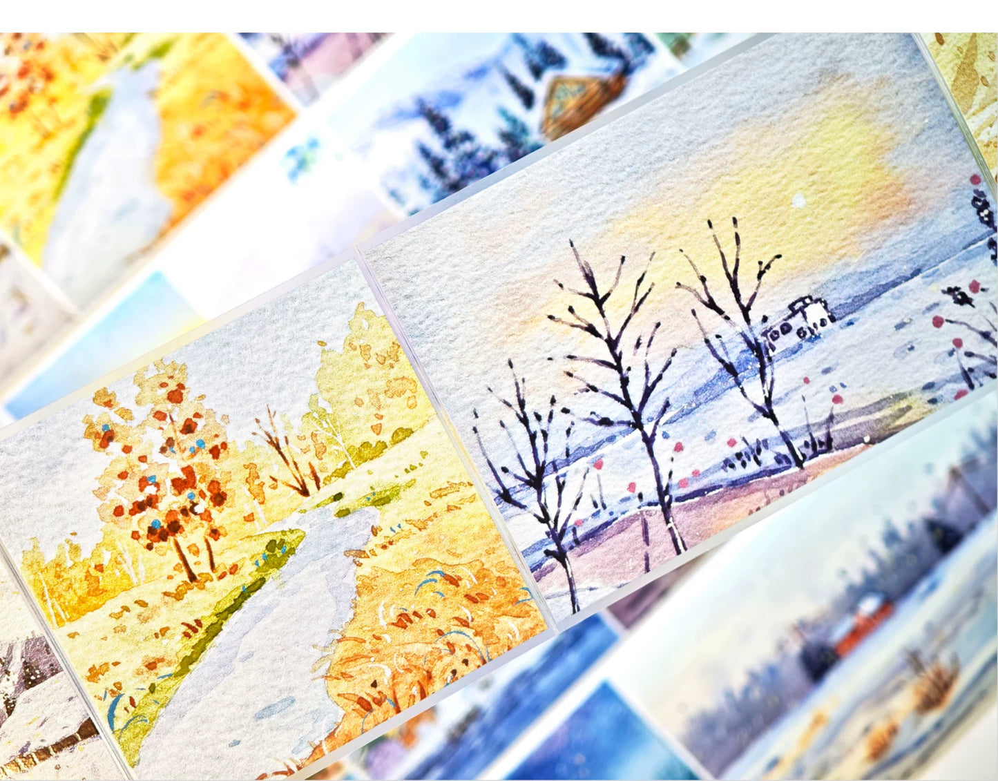 XingXing【Moon Sets Stars Sleep】 Pre-cut Light Retro Warm Healing Autumn and Winter Scenery Washi/PET Tape