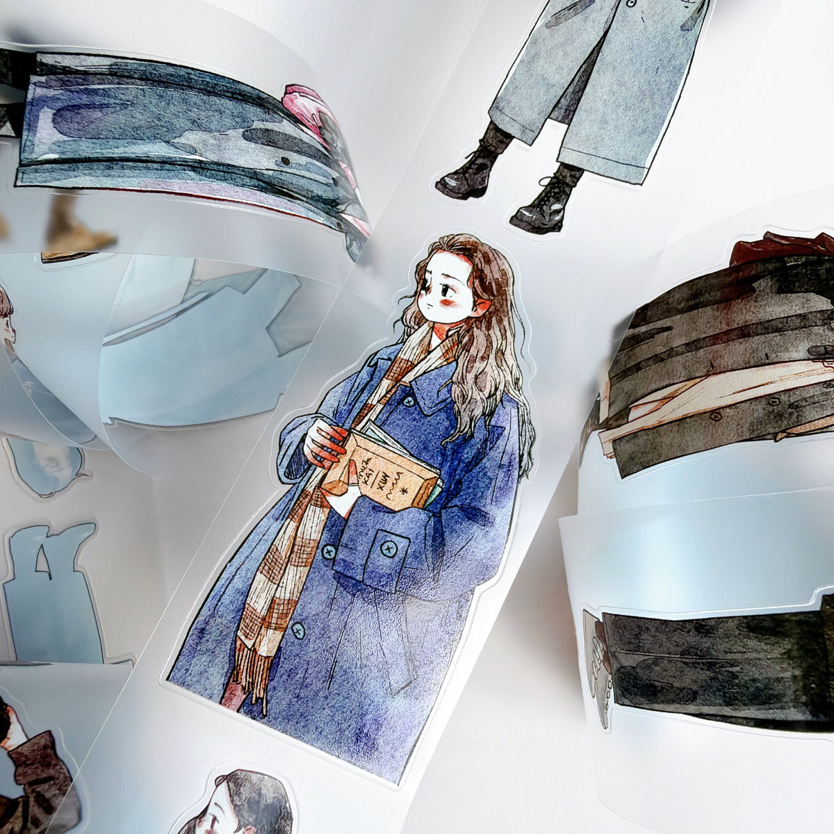 Kaixiaoxun Vol14【Late Autumn】 Pre-Cut Long Loop Washi/Matte PET Tape for Scrapbook Supplies,Junk Journal Supplies
