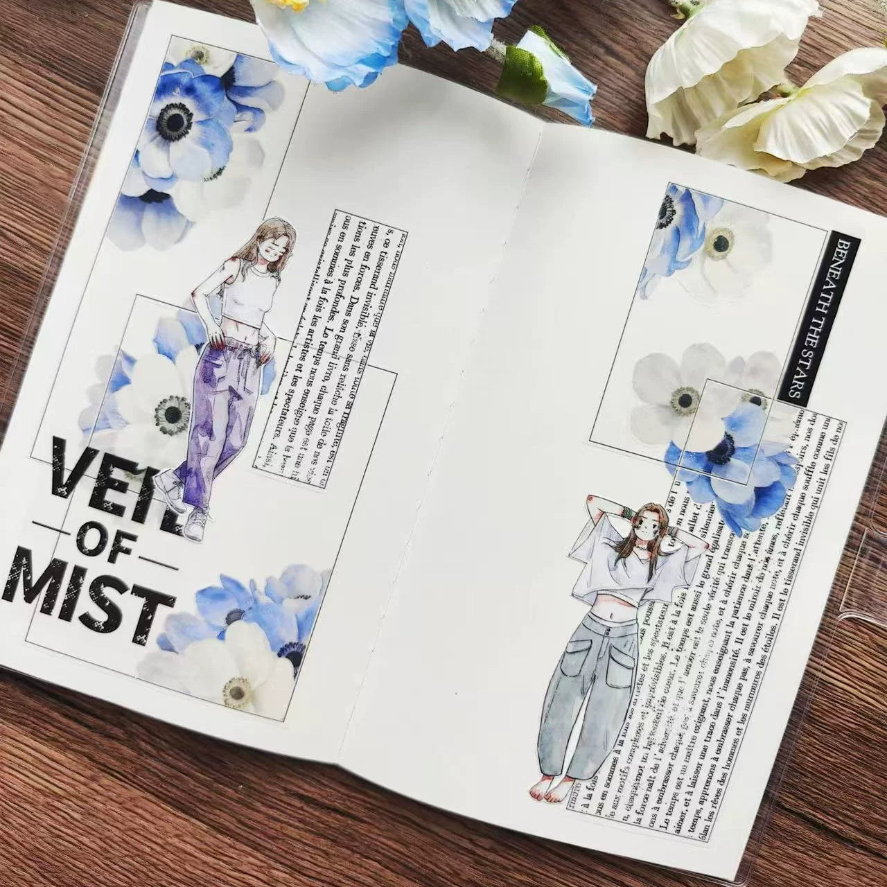Kaixiaoxun Vol10 【Cool Girl】 Pre-Cut Long Loop Washi/Matte PET Tape for Scrapbook Supplies,Junk Journal Supplies