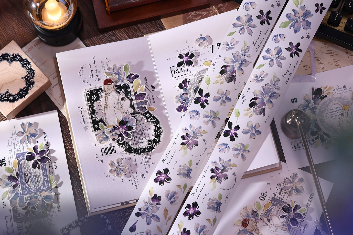 XiaoBaiJia【Dream】Light Retro Orginal Design Washi Pet Tape Landscape Stickers