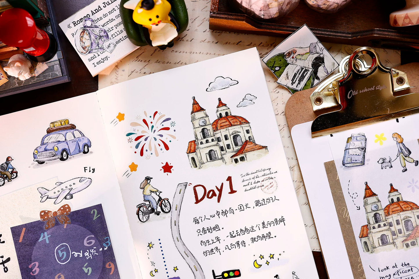 XiaoBaiJia Salt Series【Journey】Pre-cut Orginal Design Travel Scenery Text Washi/Pet Tape Light Retro Stickers