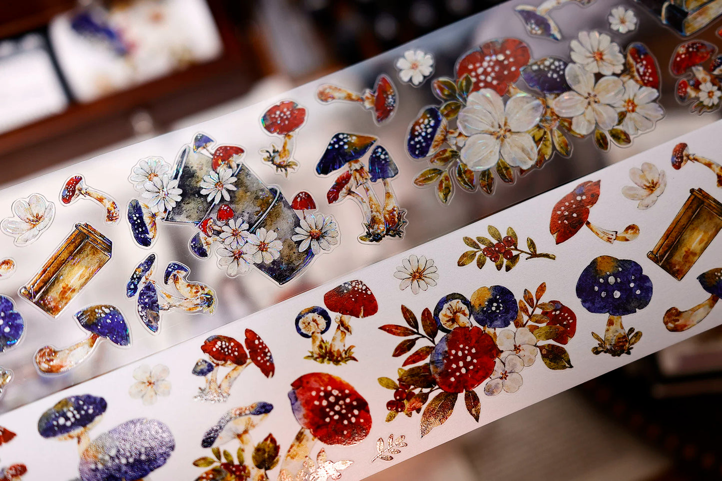 XiaoBaiJia【Mushroom Tales in the Woods】Orginal Design Kiss-cut Washi Pet Floral Tape Light Retro Landscaping Stickers