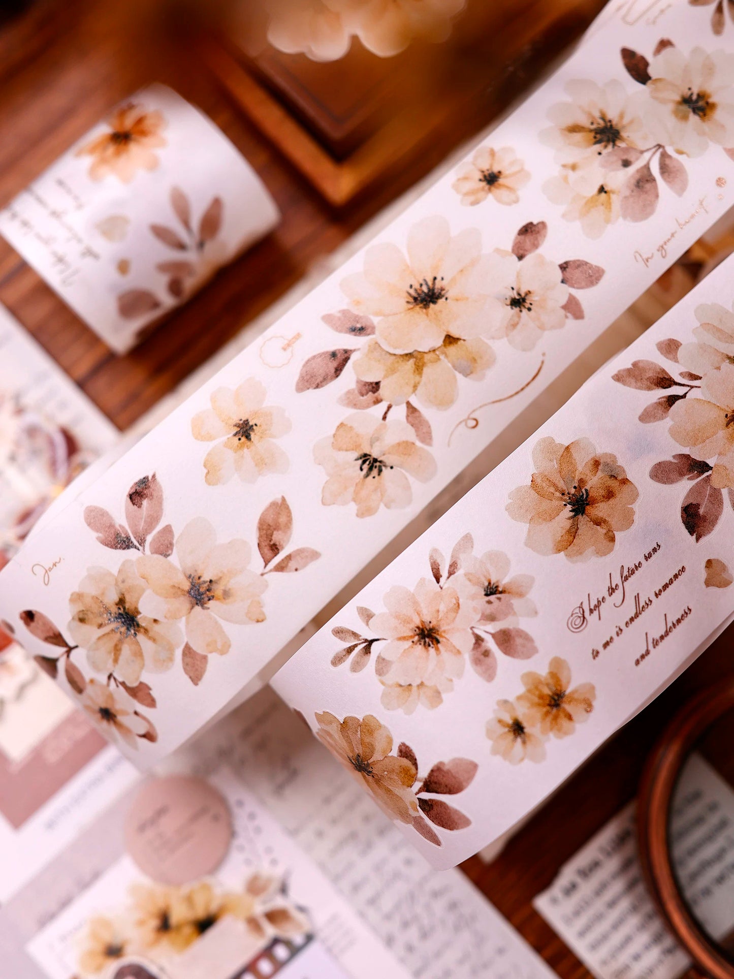 XiaoBaiJia Salt Series【Warm Yellow Fragrant Branches】Pre-cut Orginal Design Washi/Pet Tape Light Retro Stickers