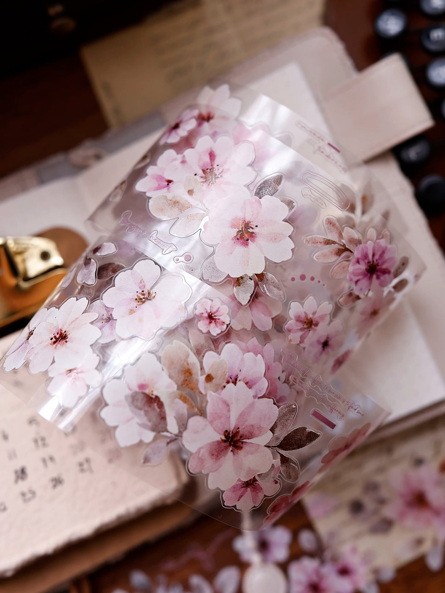 XiaoBaiJia Salt Series【Pink Mist Letter Paper】Pre-cut Orginal Design Washi/Pet Tape Light Retro Stickers