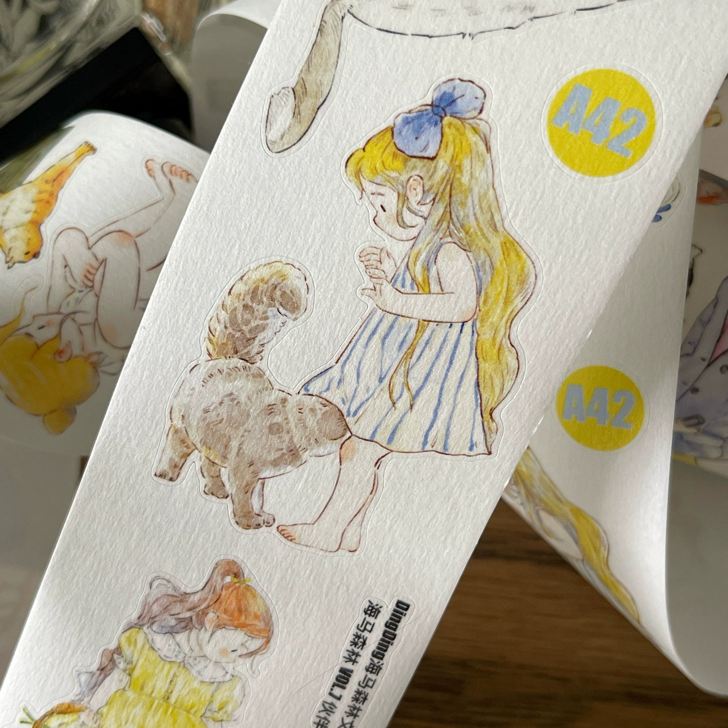 Seahorse Forest Vol7【A42#Best Buddy】Original Design Pre-Cut Kawaii Washi/PET Tape Stickers,for Scrapbook Supplies,Journaling,Junk Journal,Bullet Journal,Planner StickersDing Ding