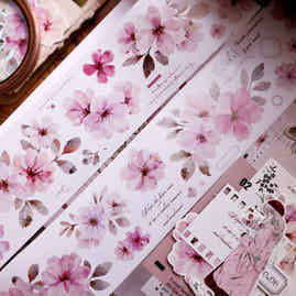 XiaoBaiJia Salt Series【Pink Mist Letter Paper】Pre-cut Orginal Design Washi/Pet Tape Light Retro Stickers