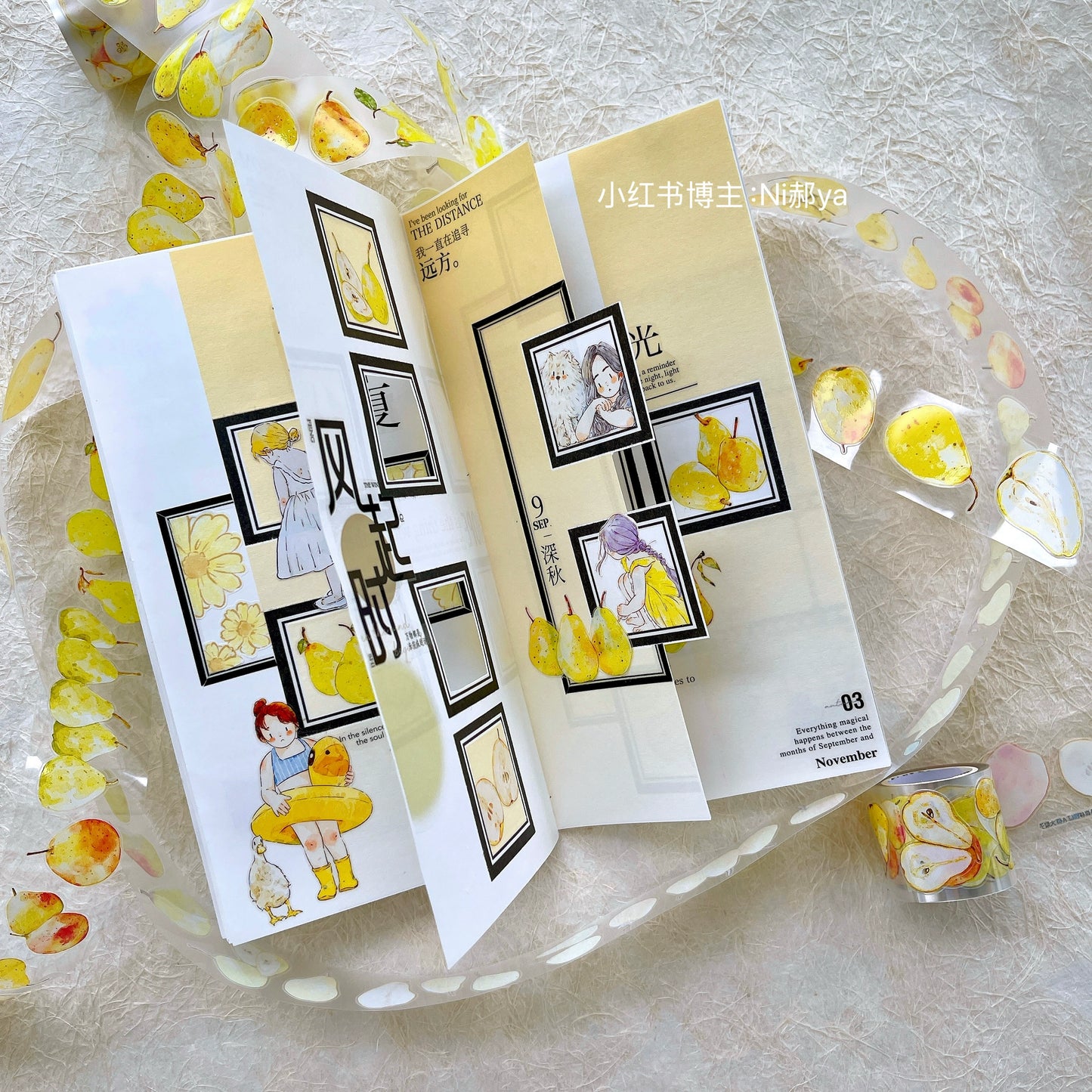 Seahorse Forest Vol7【A43#Big Pear】Original Design Pre-Cut Floral Washi/PET Tape Stickers,for Scrapbook Supplies,Journaling,Junk Journal,Bullet Journal,Planner Stickers