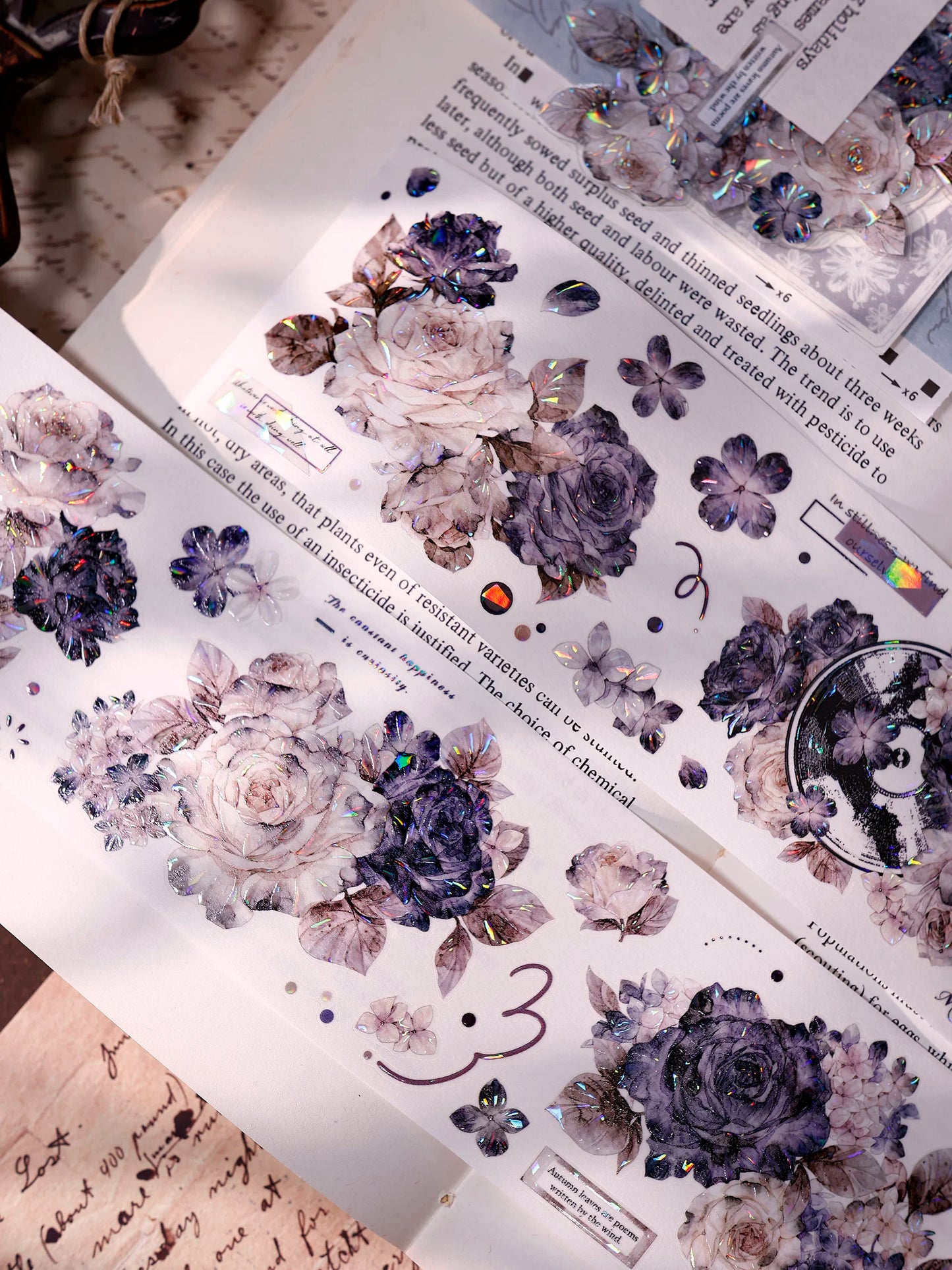 XiaoBaiJia【Cloud Ink Flower Cluster】Pre-cut Floral Orginal Design Washi Pet Tape Light Retro Stickers
