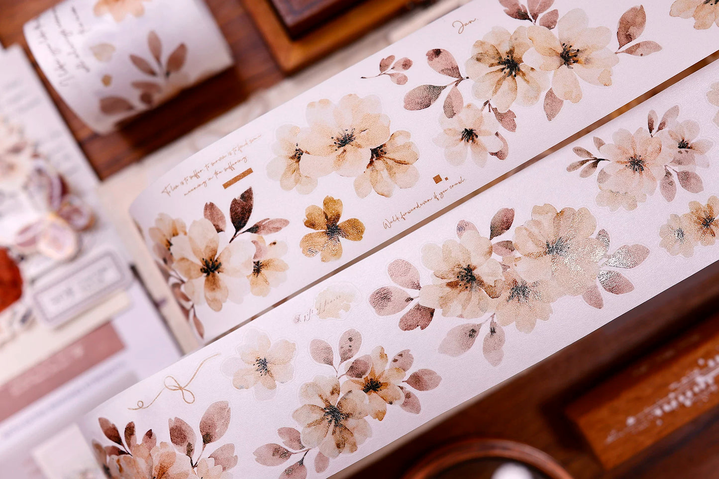 XiaoBaiJia Salt Series【Warm Yellow Fragrant Branches】Pre-cut Orginal Design Washi/Pet Tape Light Retro Stickers