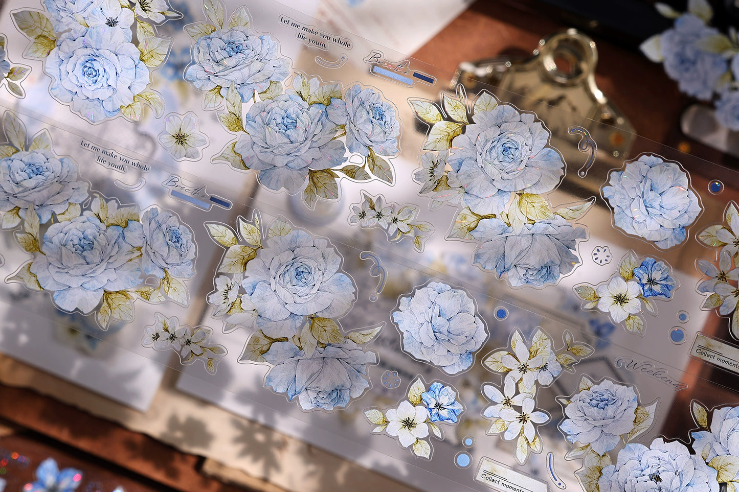 XiaoBaiJia【Jian Shi Blue】Light Retro Orginal Design Washi Pet Tape Landscape Stickers