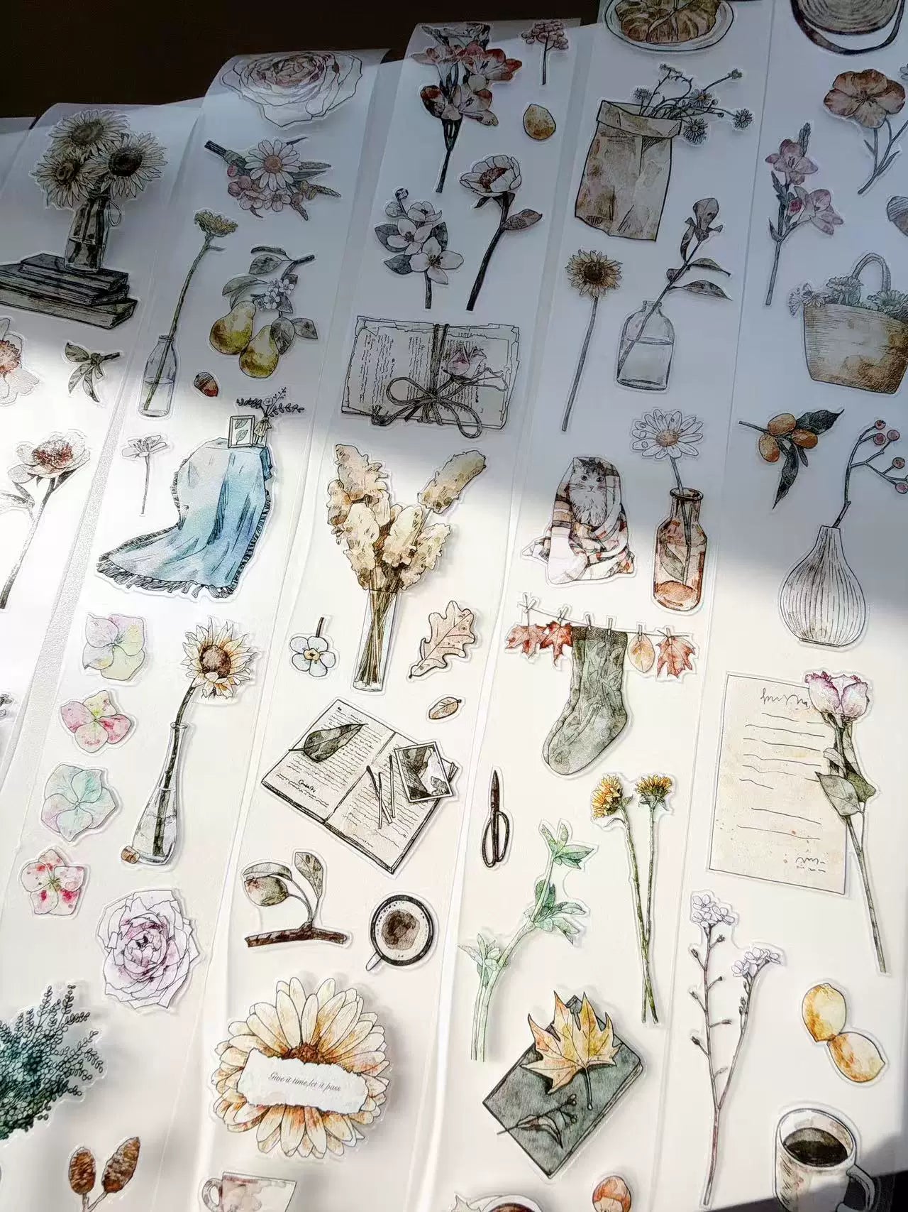 Kaixiaoxun Vol12【Trifles Diary】 Pre-Cut Long Loop Washi/Matte PET Tape for Scrapbook Supplies,Junk Journal Supplies