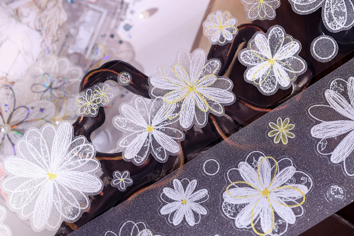 XiaoBaiJia【Cappuccino&White Dream Island】Light Retro Orginal Design Washi Pet Tape Landscape Stickers