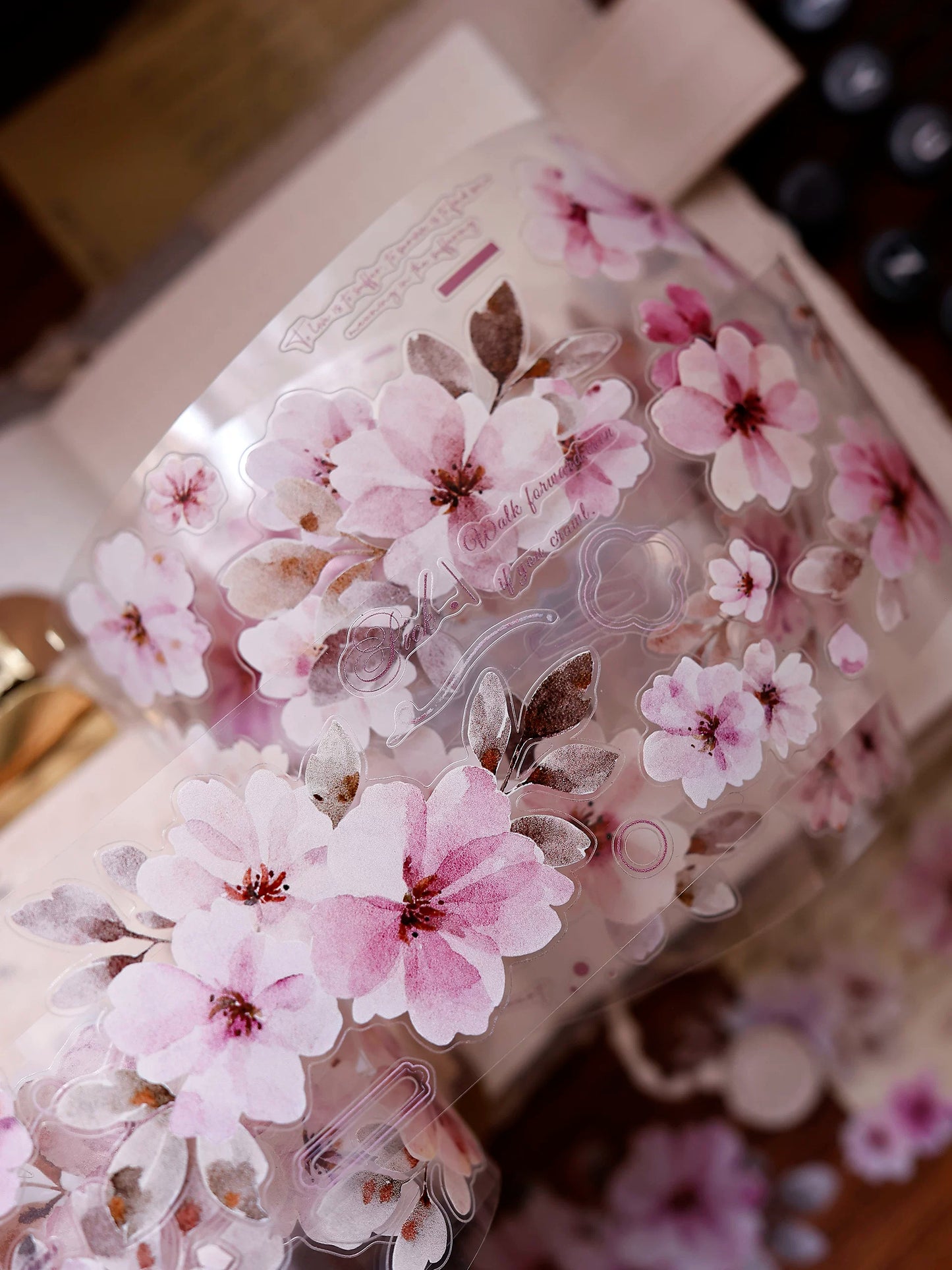 XiaoBaiJia Salt Series【Pink Mist Letter Paper】Pre-cut Orginal Design Washi/Pet Tape Light Retro Stickers