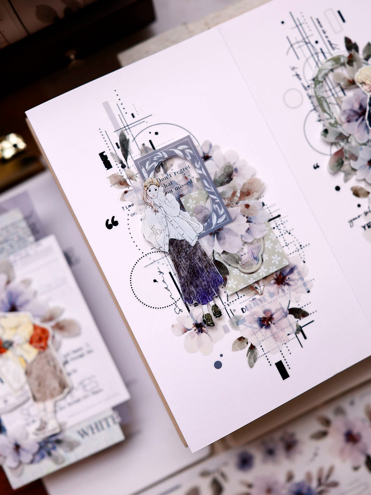 XiaoBaiJia Salt Series【Shadow Serenade】Pre-cut Orginal Design Washi/Pet Tape Light Retro Stickers