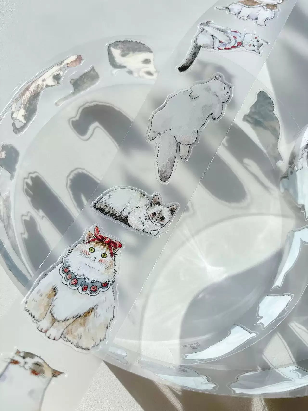 Kaixiaoxun Vol11【Cat】 Pre-Cut Long Loop Washi/Matte PET Tape for Scrapbook Supplies,Junk Journal Supplies