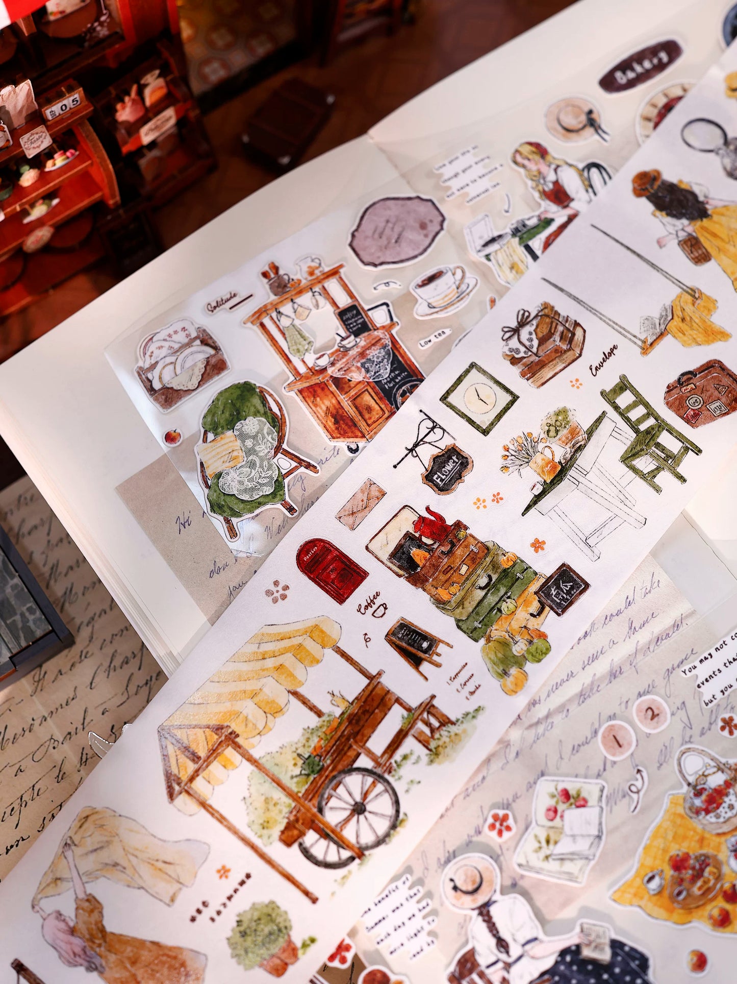 XiaoBaiJia Salt Series【Warm Light and Leisurely Delights】Pre-cut Orginal Design Vintage Scene Washi/Pet Tape Light Retro Stickers