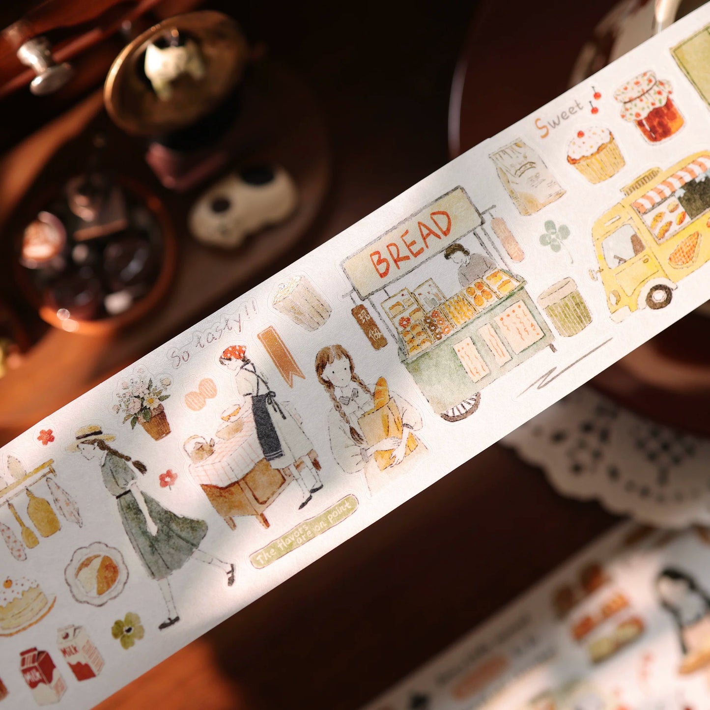 YiEr Vol17【Daily Life at the Bakery】Kiss-cut Light Retro Base Washi Tape and PET Stickers