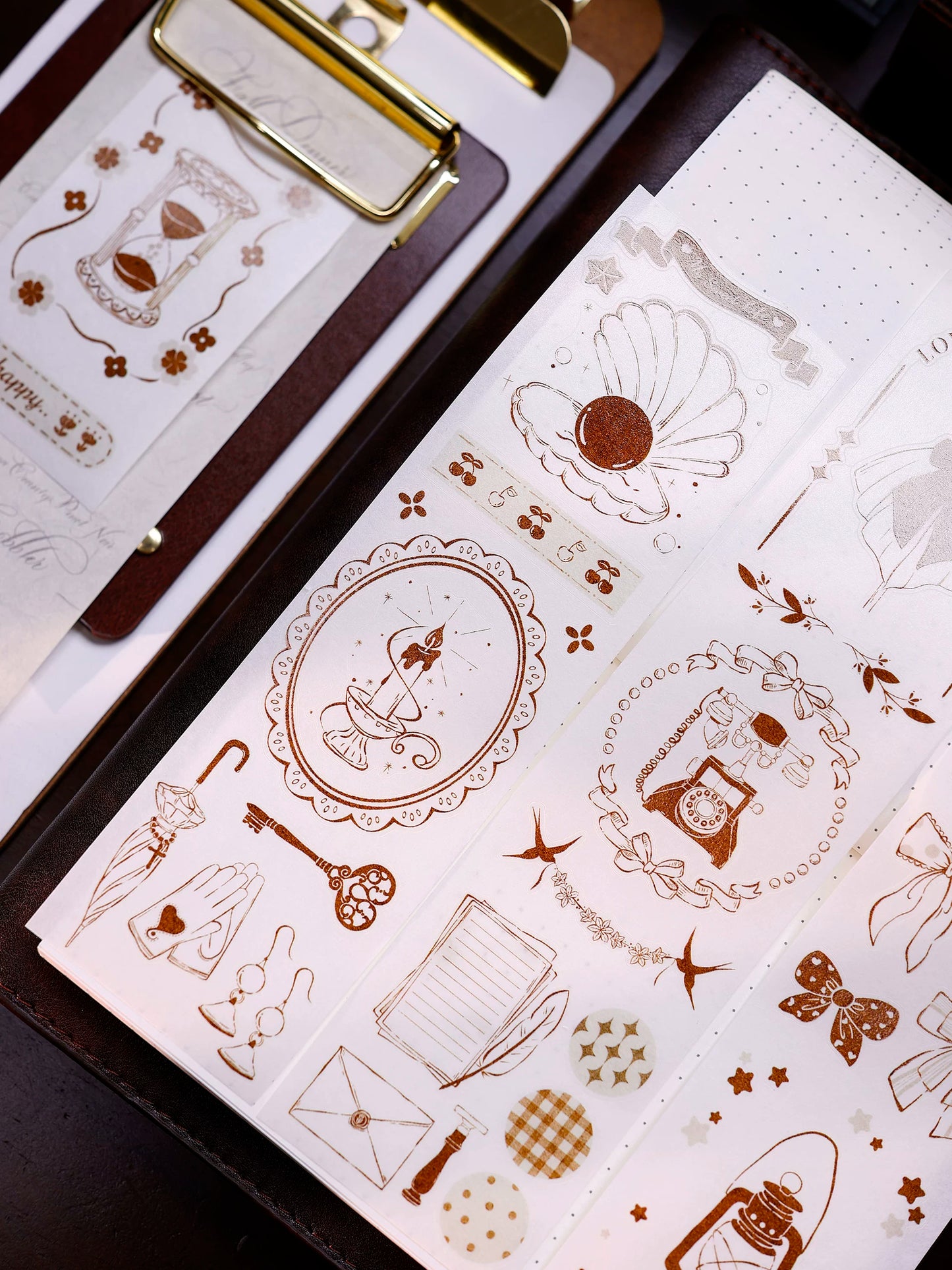 XiaoBaiJia Salt Series【Caramel Collection】Pre-cut Orginal Design Vintage Small Decorative Frame Washi/Pet Tape Light Retro Stickers