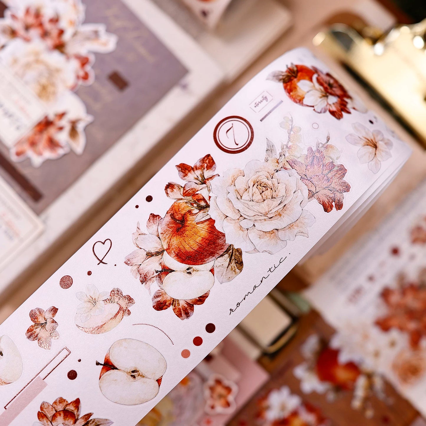 XiaoBaiJia【Sweet Dream Blossoms】Orginal Design Kiss-cut Washi/Pet Floral Tape Light Retro Landscaping Stickers