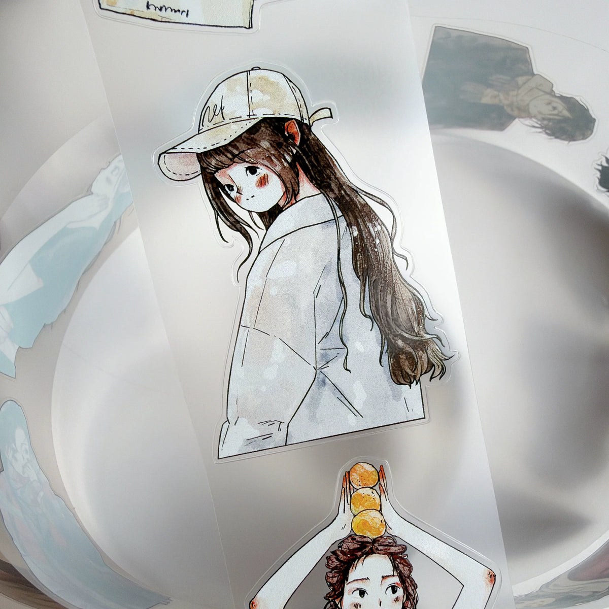 Kaixiaoxun Vol14【Small Avatar】 Pre-Cut Long Loop Washi/Matte PET Tape for Scrapbook Supplies,Junk Journal Supplies