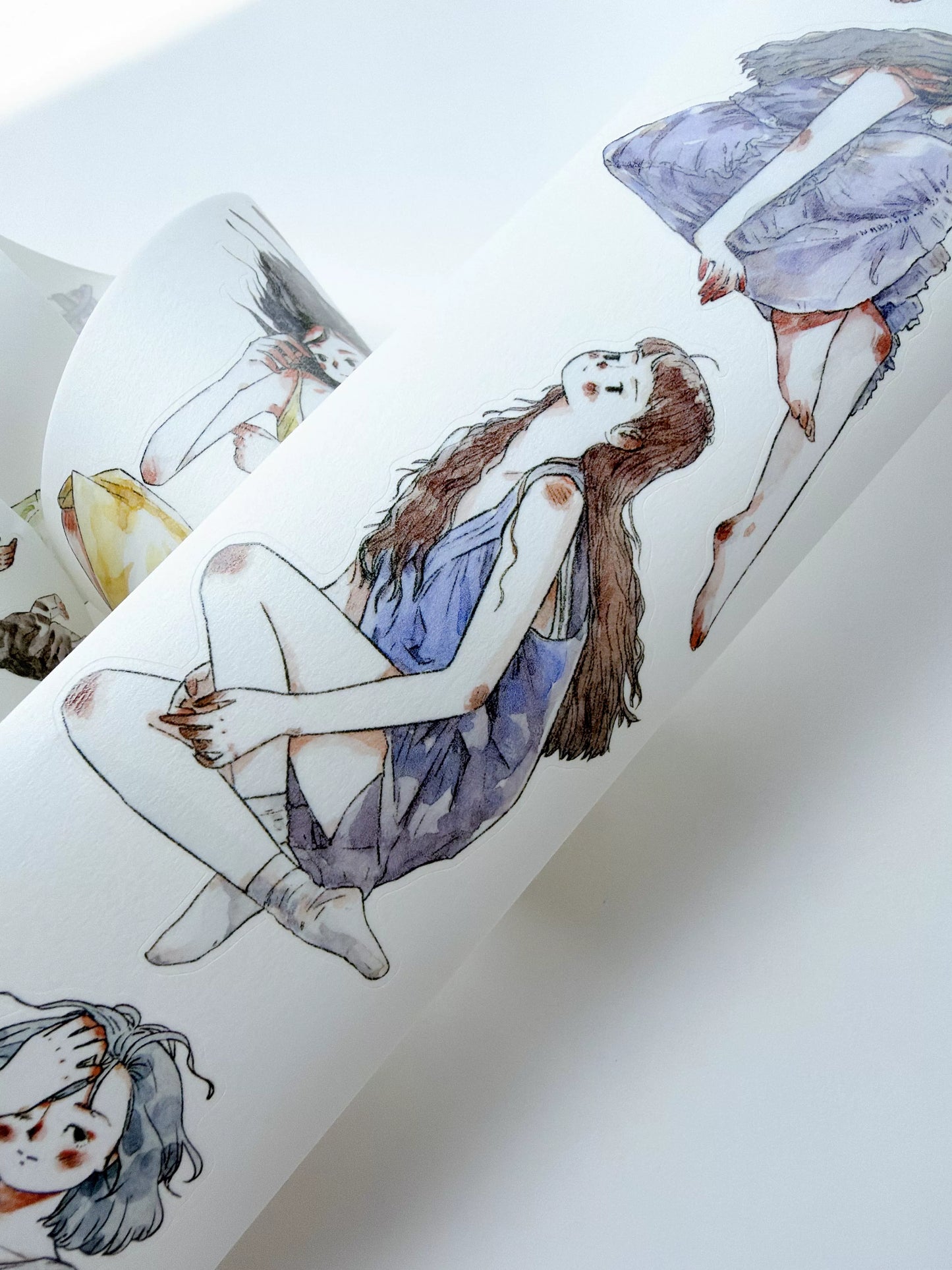 Kaixiaoxun Vol13【Maiden's Heart】 Pre-Cut Long Loop Washi/Matte PET Tape for Scrapbook Supplies,Junk Journal Supplies