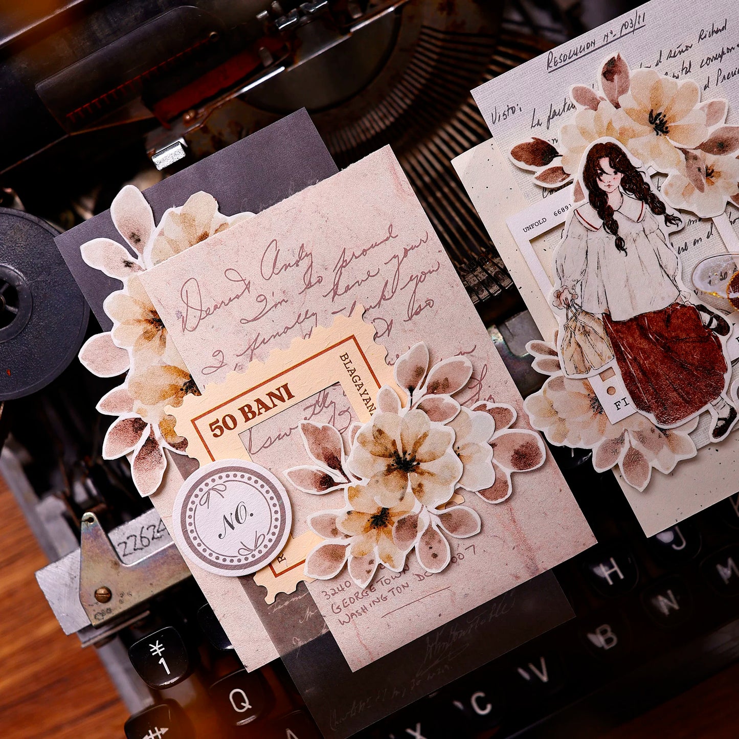 XiaoBaiJia Salt Series【Warm Yellow Fragrant Branches】Pre-cut Orginal Design Washi/Pet Tape Light Retro Stickers