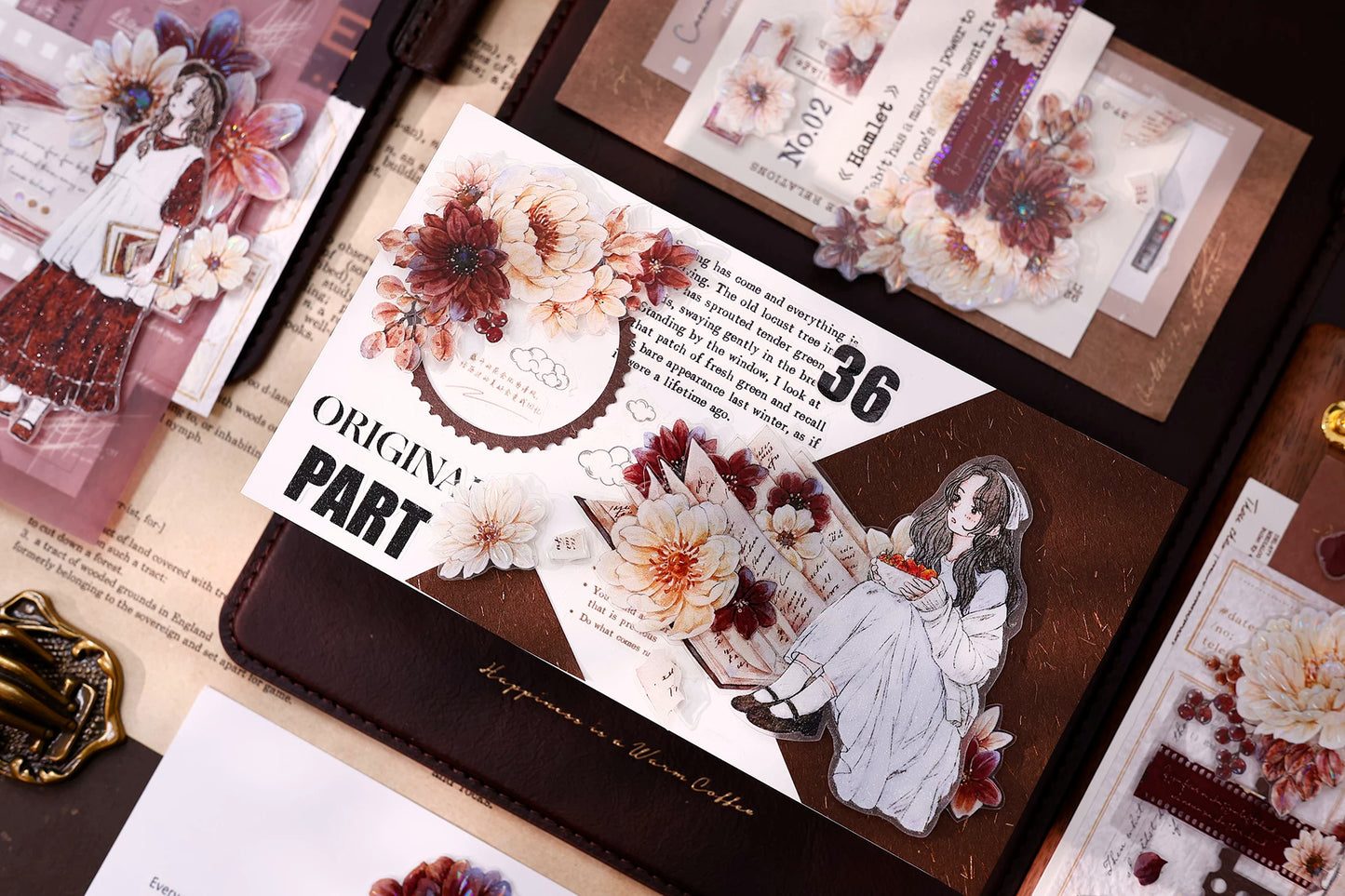 XiaoBaiJia Salt Series【Poetic Girl】Pre-cut Orginal Design Washi Pet Tape Light Retro Stickers