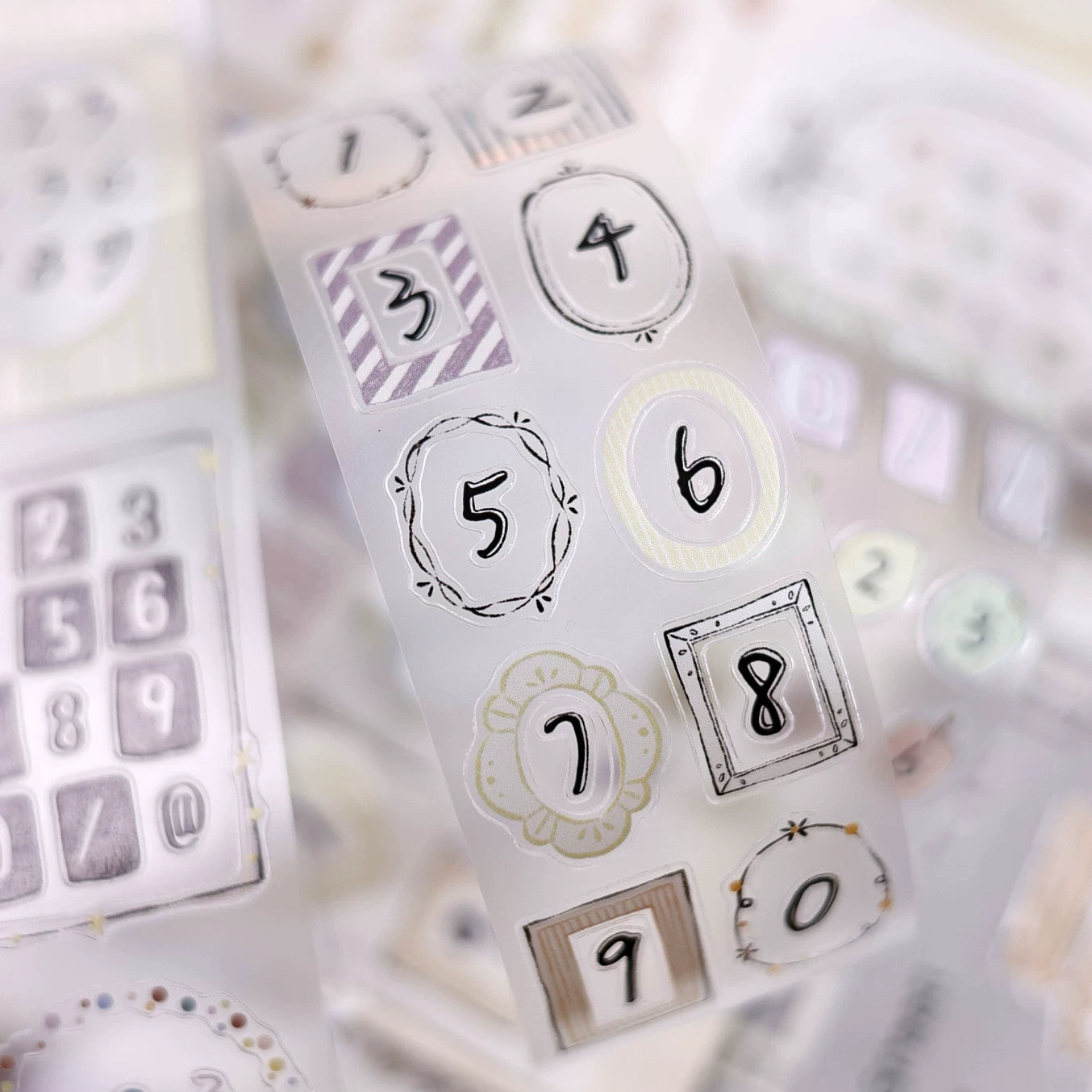 XiaoBaiJia Salt Series【Color Bar Numbers】Pre-cut Orginal Design Text Washi/Pet Tape Light Retro Stickers