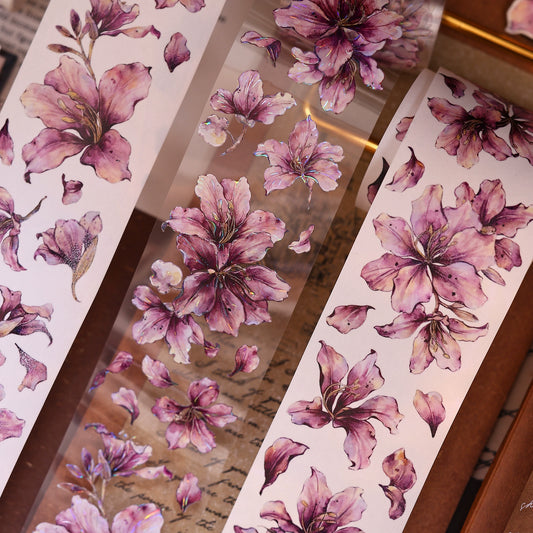 XiaoBaiJia【Bauhinia Flower】Light Retro Orginal Design Washi Pet Floral Tape Light Retro Landscaping Stickers
