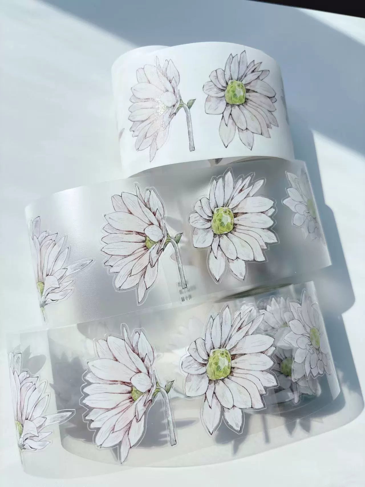 Kaixiaoxun Vol10【Soft Mist Powder】 Pre-Cut Long Loop Flower Background Washi/Matte PET Tape for Scrapbook Supplies,Junk Journal Supplies