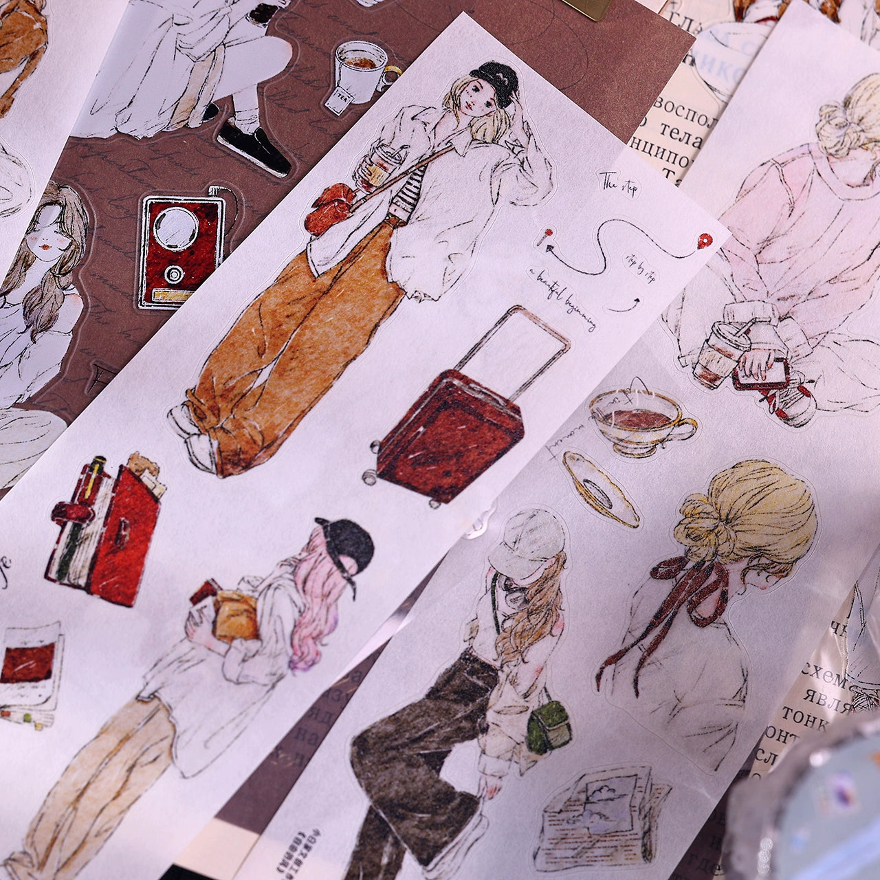 XiaoBaiJia Minimalist Style【Free Wind】Light Retro Orginal Design Washi Pet Tape Landscape Stickers