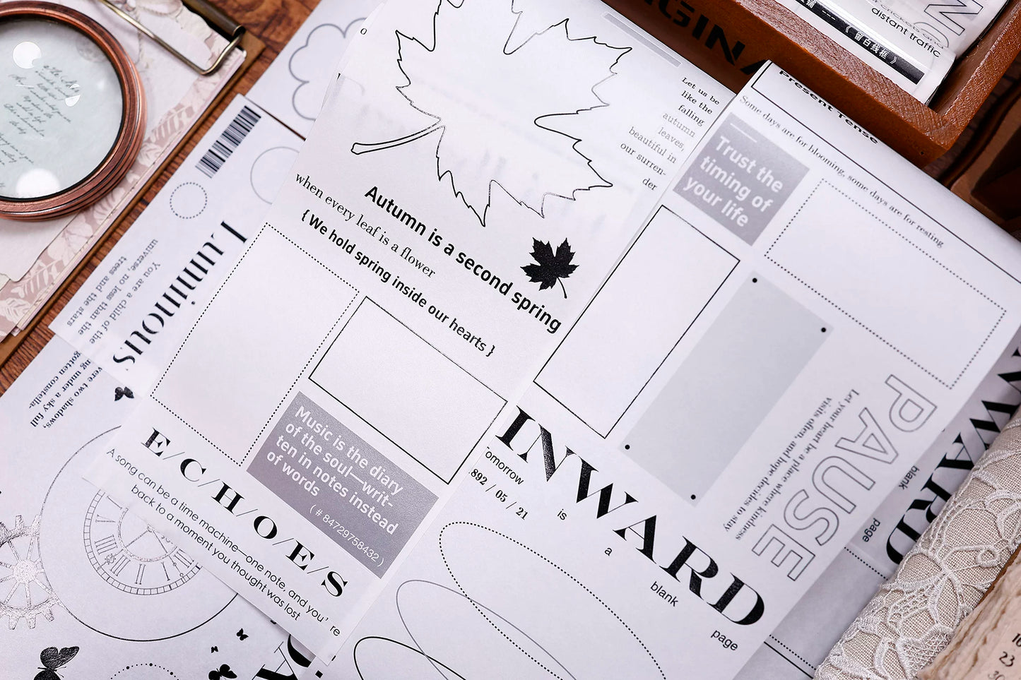 XiaoBaiJia Salt Series【Blank Line Frame】Pre-cut Orginal Design Washi/Pet Tape Light Retro Stickers