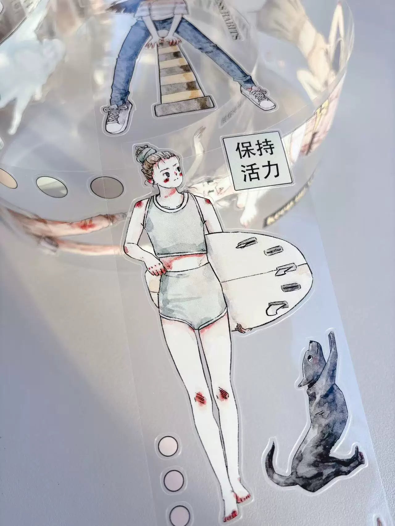 Kaixiaoxun Vol11【Keep Moving】 Pre-Cut Long Loop Washi/Matte PET Tape for Scrapbook Supplies,Junk Journal Supplies