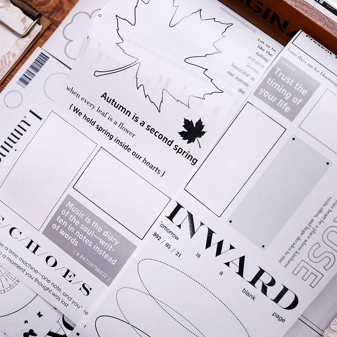 XiaoBaiJia Salt Series【Blank Line Frame】Pre-cut Orginal Design Washi/Pet Tape Light Retro Stickers