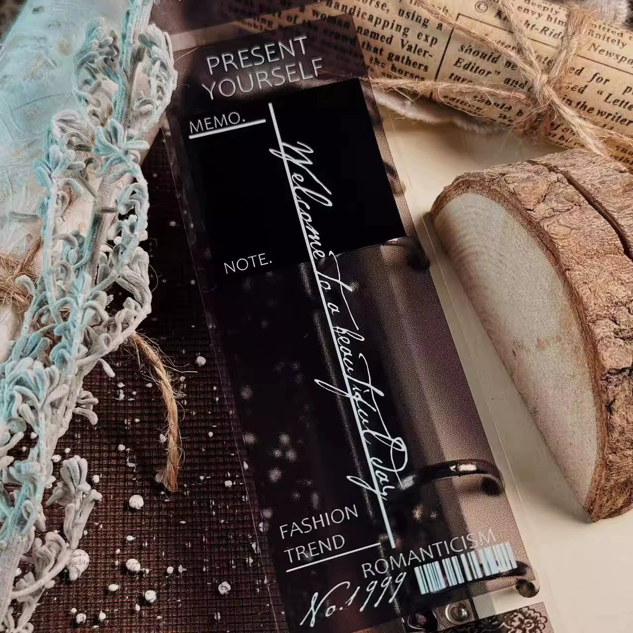 Linlanxi【Plain Semi Transparent Sticky Notes】Original Design Black and White Half Transparent Memo Washi/Pet Tape