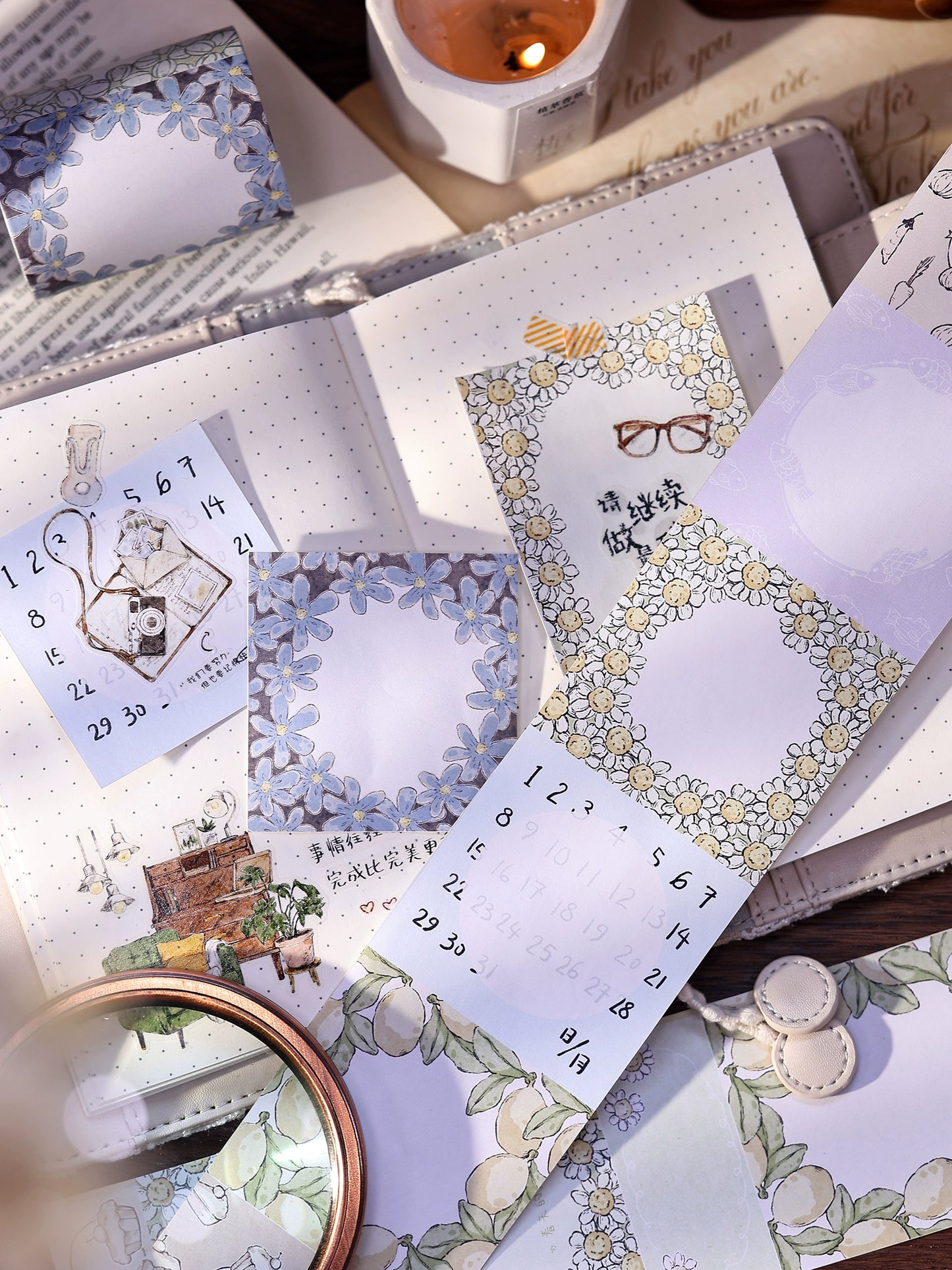 XiaoBaiJia Minimalist Style【Writing Roll‌】Border Strip Orginal Design Washi Pet Tape Landscape Stickers