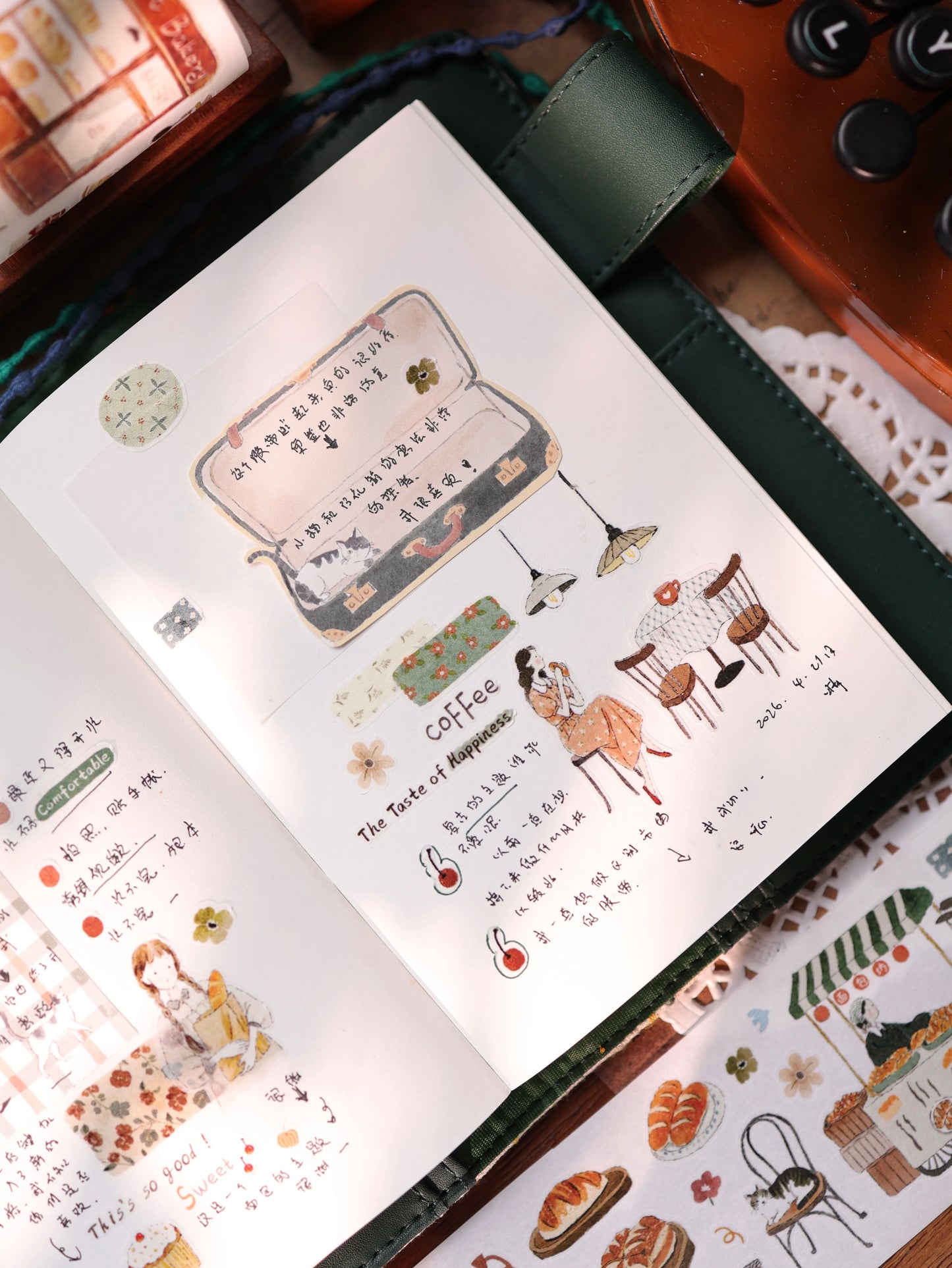 YiEr Vol17【Daily Life at the Bakery】Kiss-cut Light Retro Base Washi Tape and PET Stickers