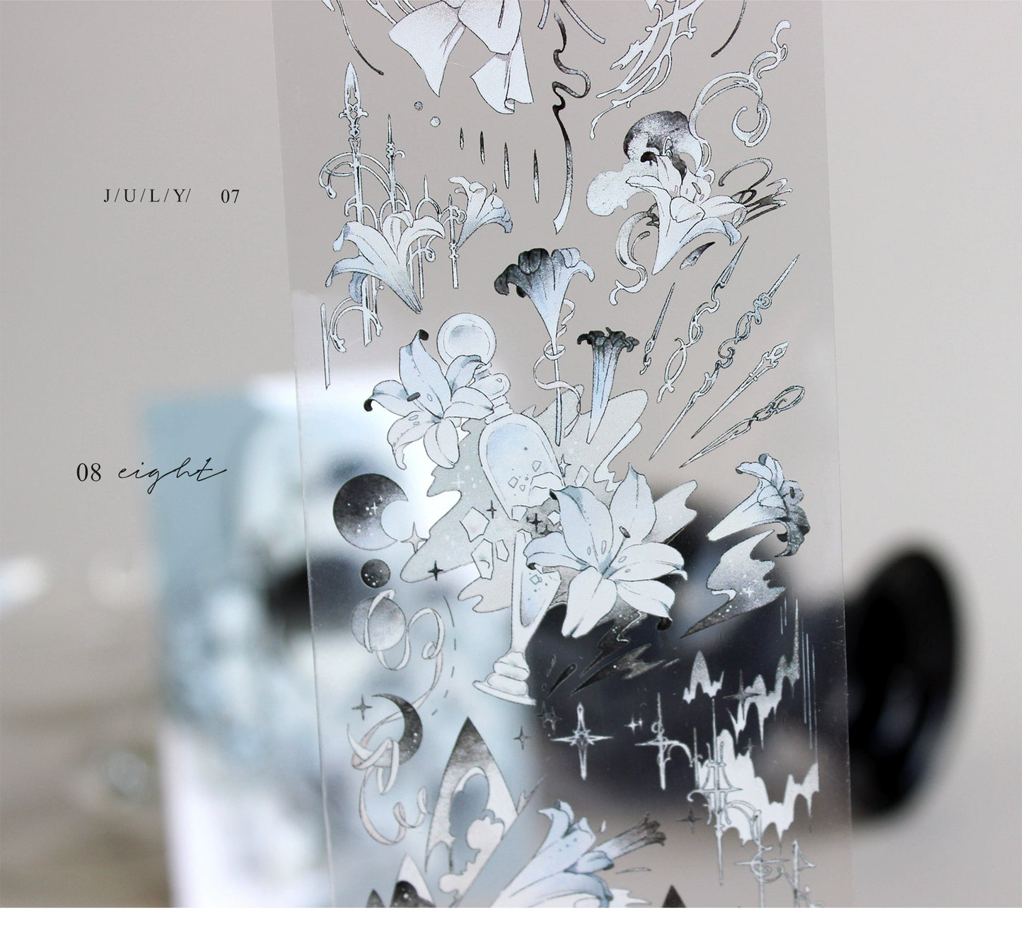 Moodtape【Mythology of Broken Moon】Flowers Lily Moonlight Landscap Original Design Washi/Pet Tape Stickers,for Scrapbook Supplies,Scrapbook Tape Stickers,Junk Journal Supplies