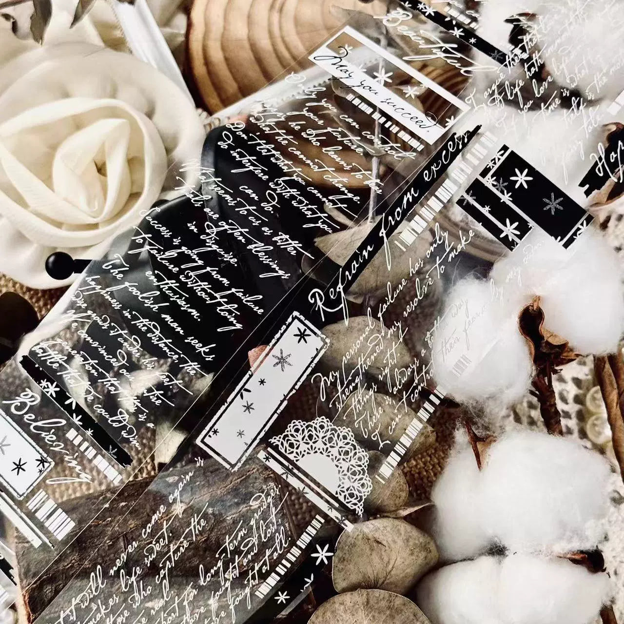 Linlanxi【 Romantic Quotes】Original Design Text Washi/Pet Tape Sticker, 5-meter-long Loop Roll