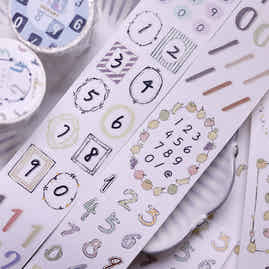 XiaoBaiJia Salt Series【Color Bar Numbers】Pre-cut Orginal Design Text Washi/Pet Tape Light Retro Stickers