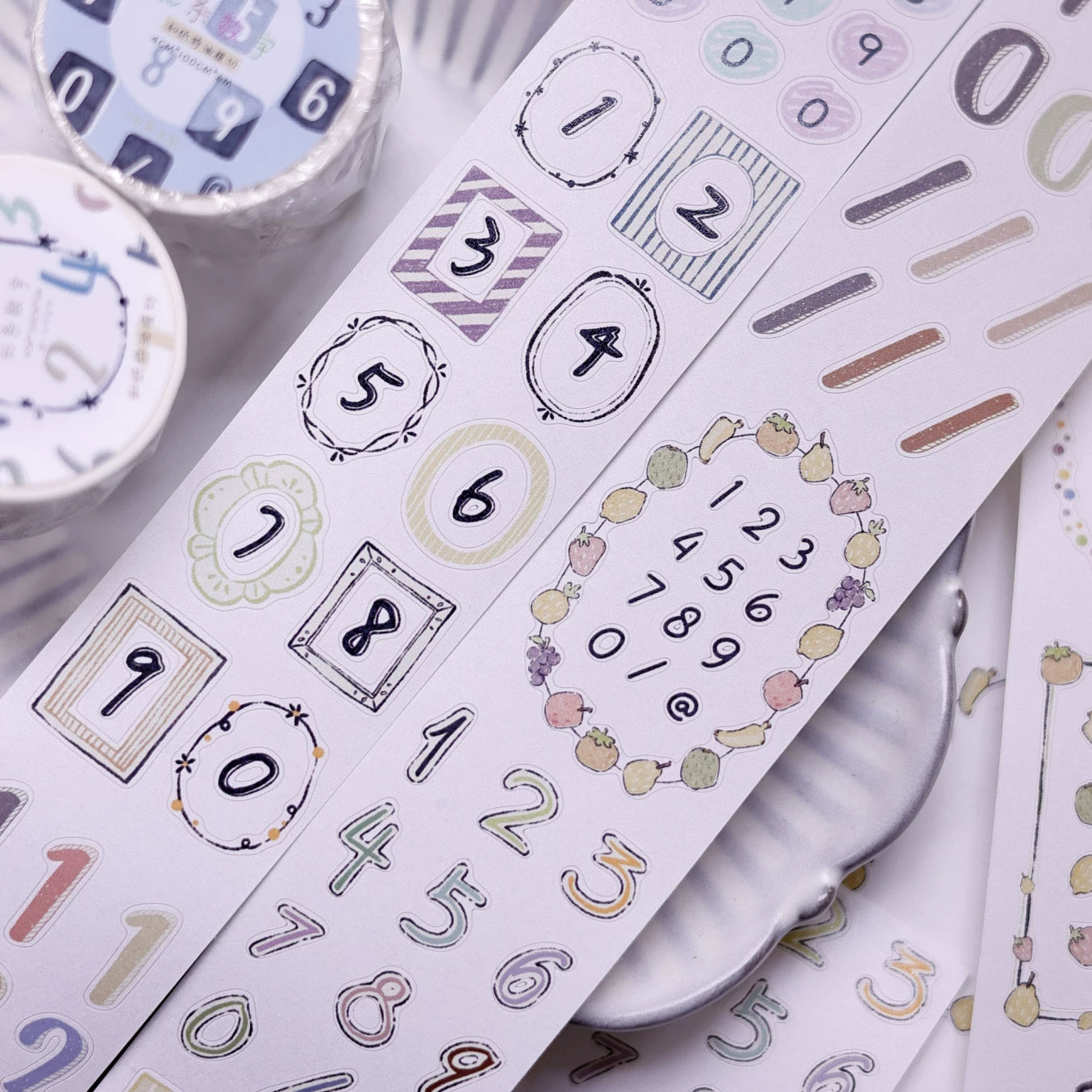XiaoBaiJia Salt Series【Color Bar Numbers】Pre-cut Orginal Design Text Washi/Pet Tape Light Retro Stickers