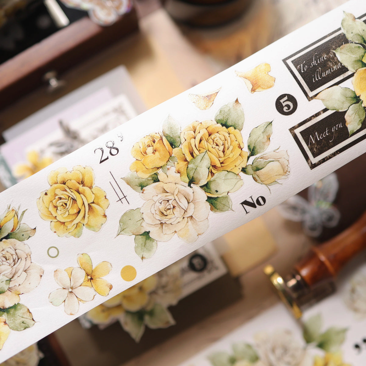 YiEr Vol18【Yellowed Letter Paper】Pre-cut Orginal Design Follower Washi Tape and PET Stickers